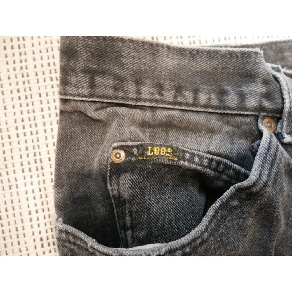Lee Vintage Black Washed Denim Jeans Straight Leg High Rise 80s 90s Size 50